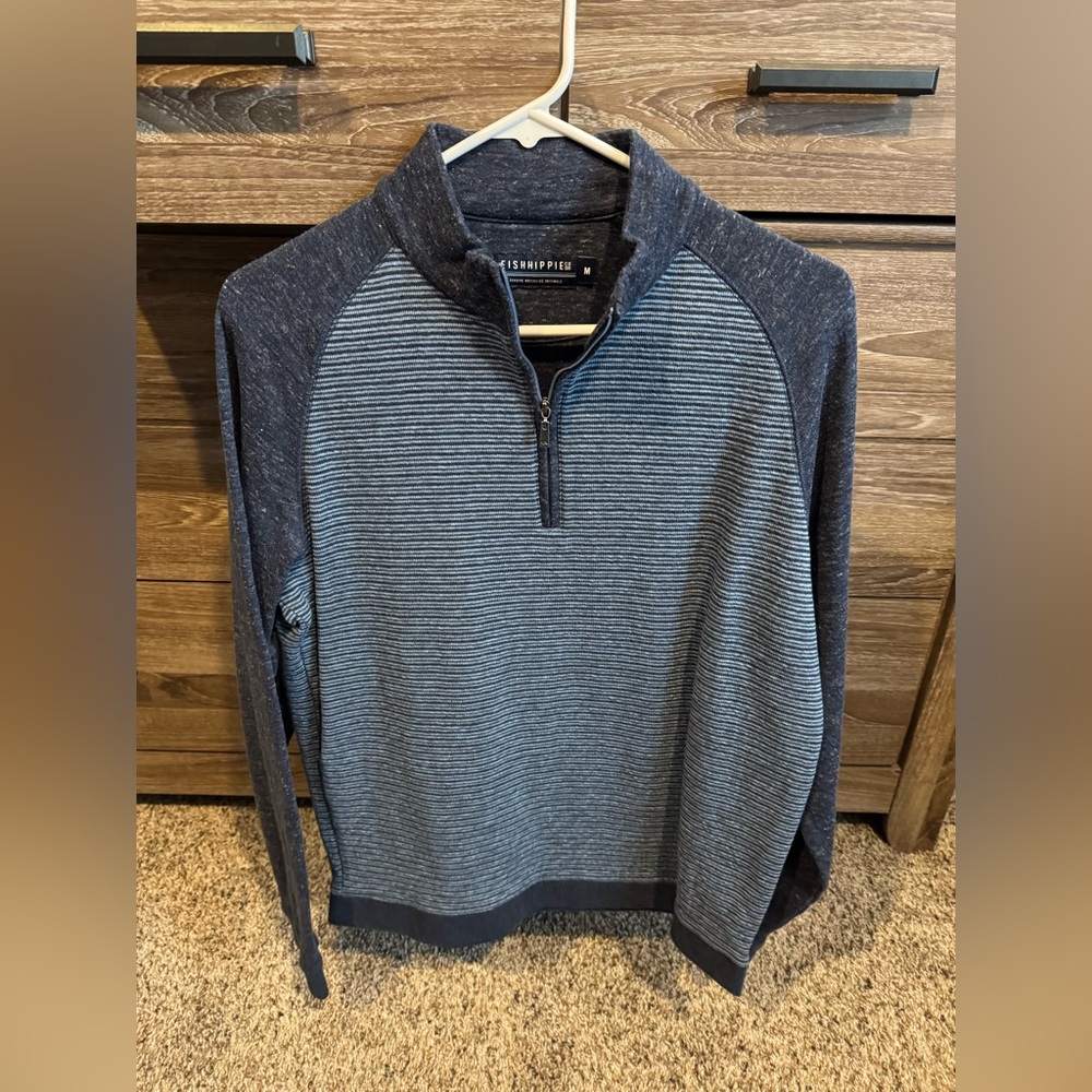 Fish Hippie Navy and Gray Zip-Up Sweater